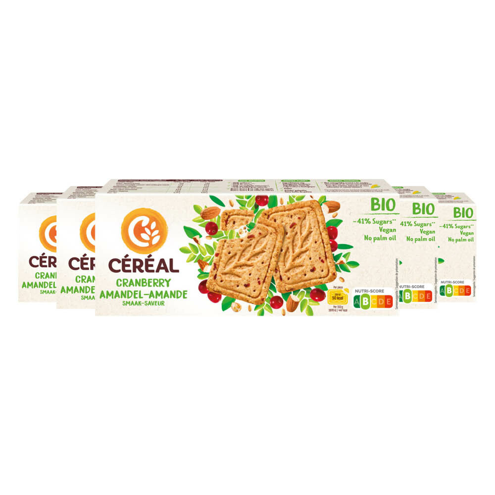 6x Céréal Healthy Bio Cake&Koekje Cranberry Amandelen 132 gr