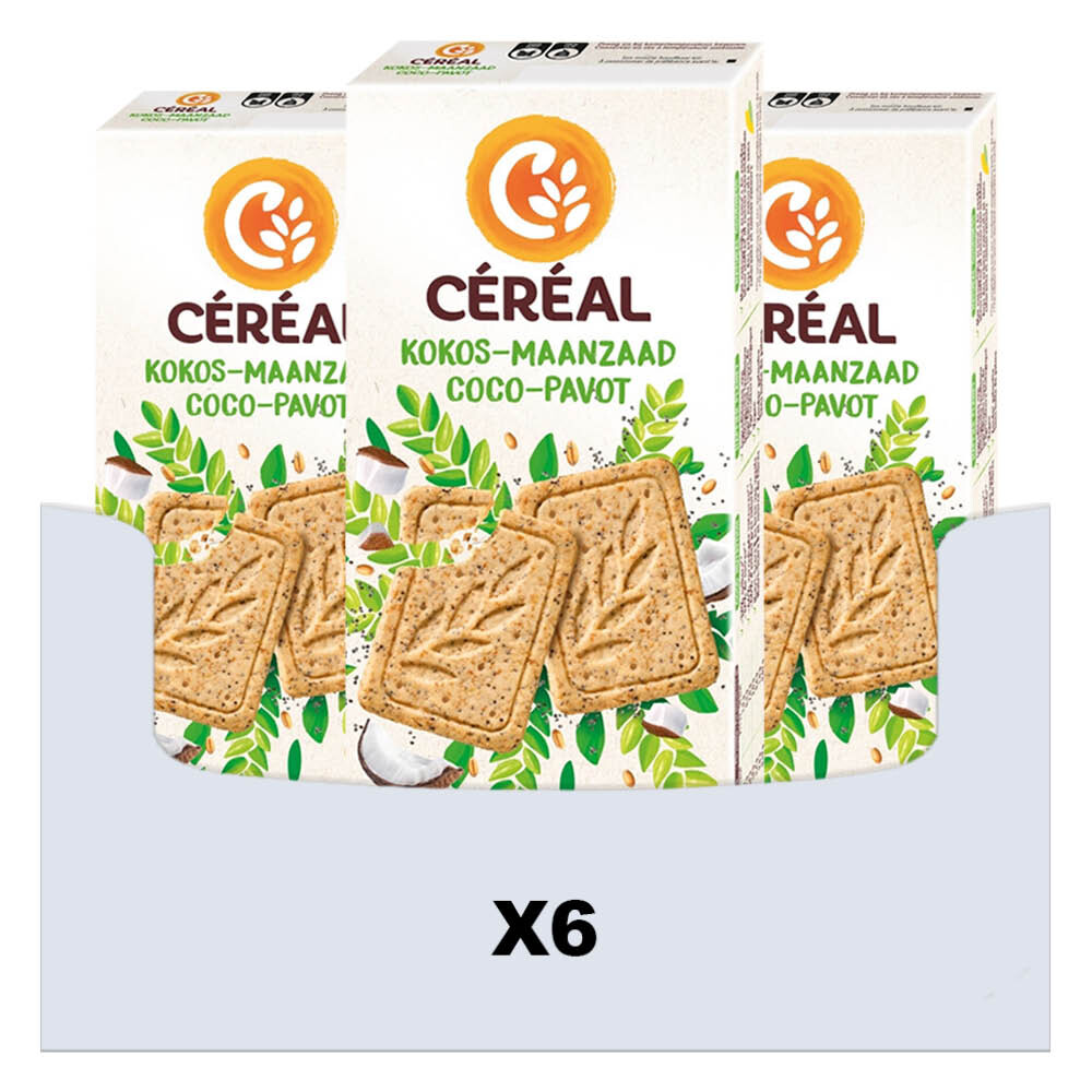 6x Céréal Healthy BIO Koek Kokos Maanzaad 132 gr