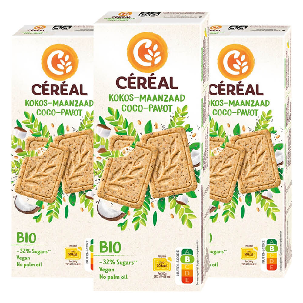3x Céréal Healthy BIO Koek Kokos Maanzaad 132 gr