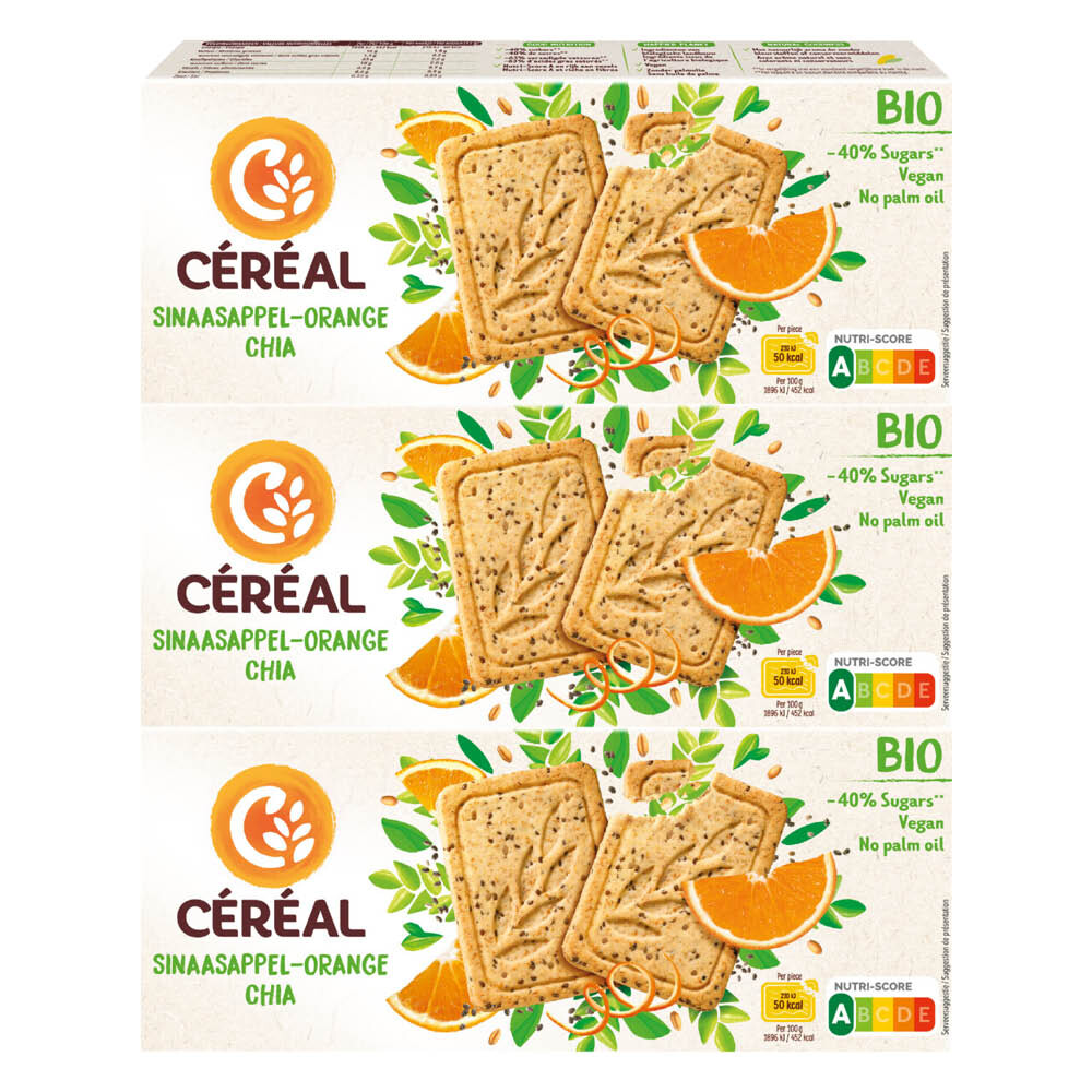 3x Céréal Healthy BIO Koek Sinaasappel Chiazaad 132 gr