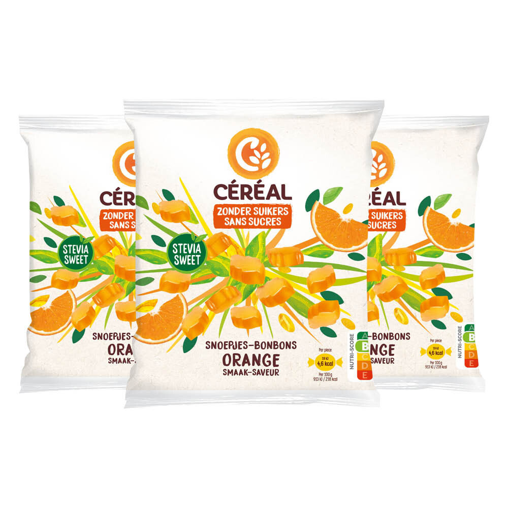3x Céréal Snoepjes Sinaasappel 120 Gr