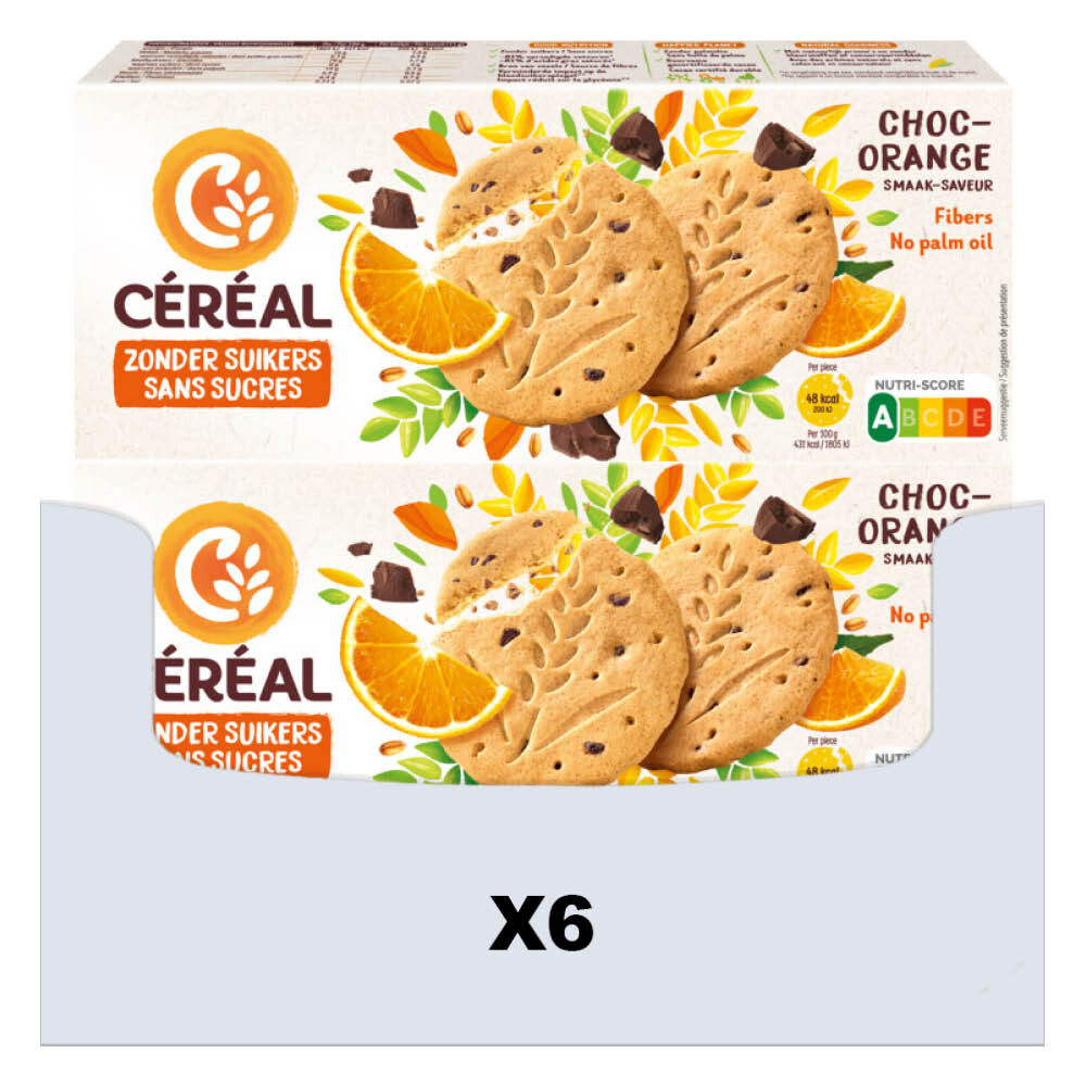 6x Céréal Zandkoekjes Chocolade & Sinaasappel 132 gr