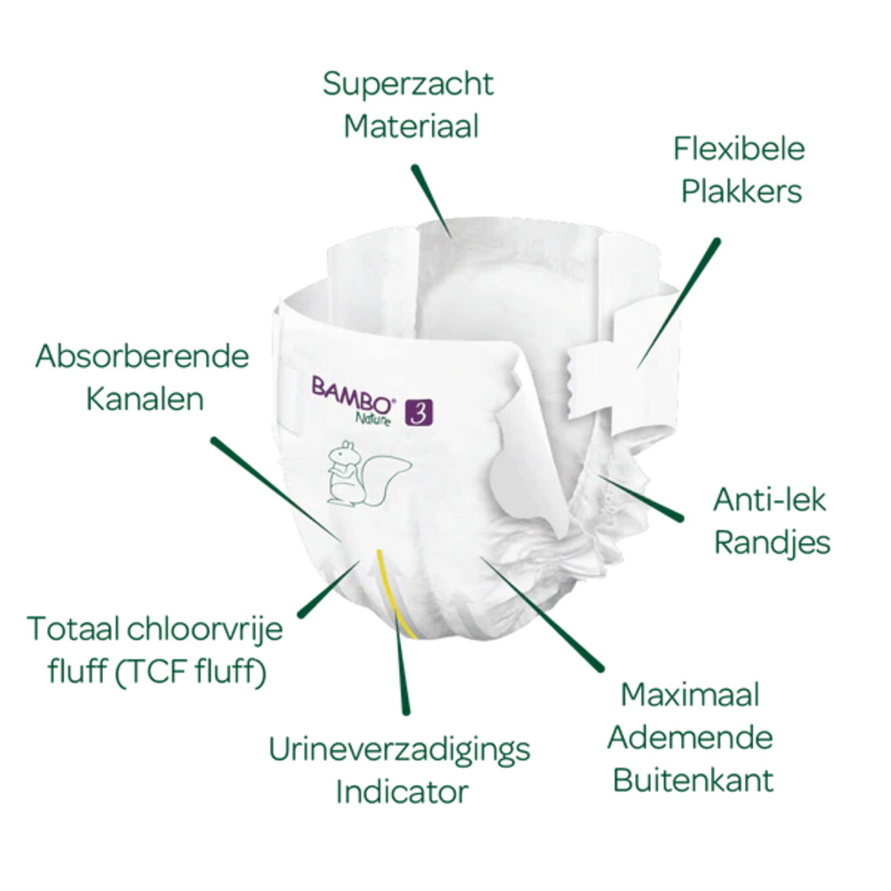 Bambo Nature Luiers Maat 3 (4-8 kg) 28 stuks, foto 4
