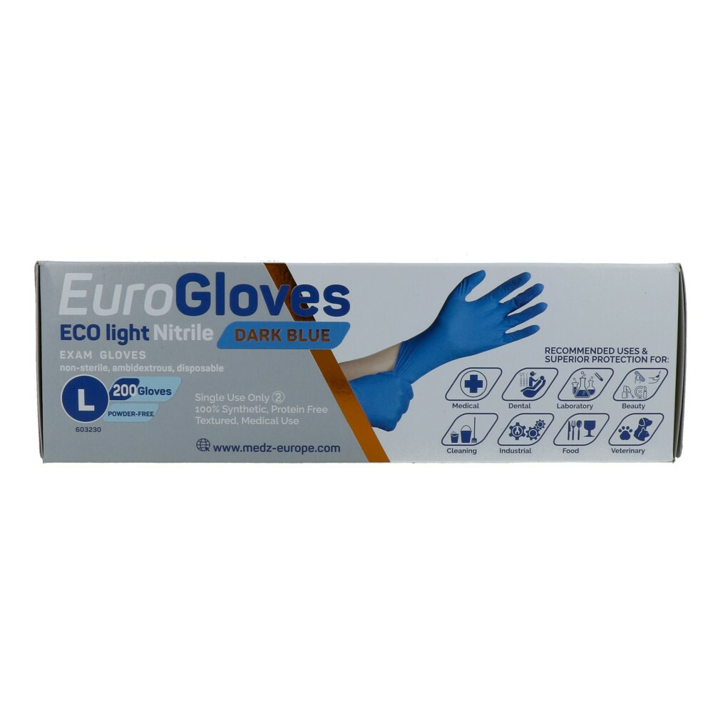 Eurogloves ECO Light Nitrile Handschoenen Blauw Maat L 200 stuks | Plein.nl
