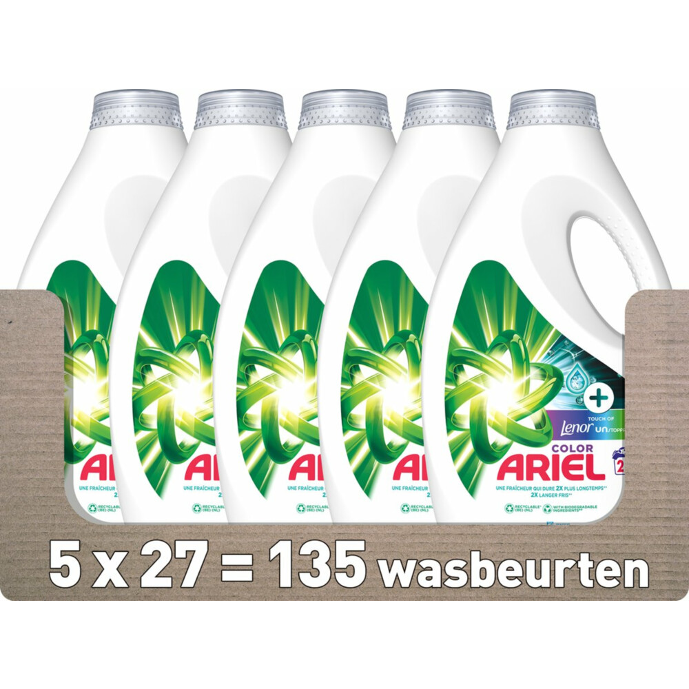 5x Ariel Color Vloeibaar Wasmiddel+ Lenor Unstoppables 1215 ml