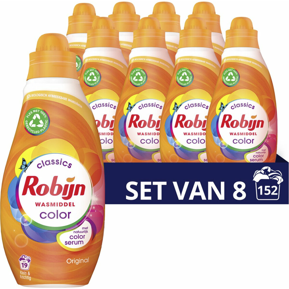 8x Robijn Klein&Krachtig Wasmiddel Color 665 ml