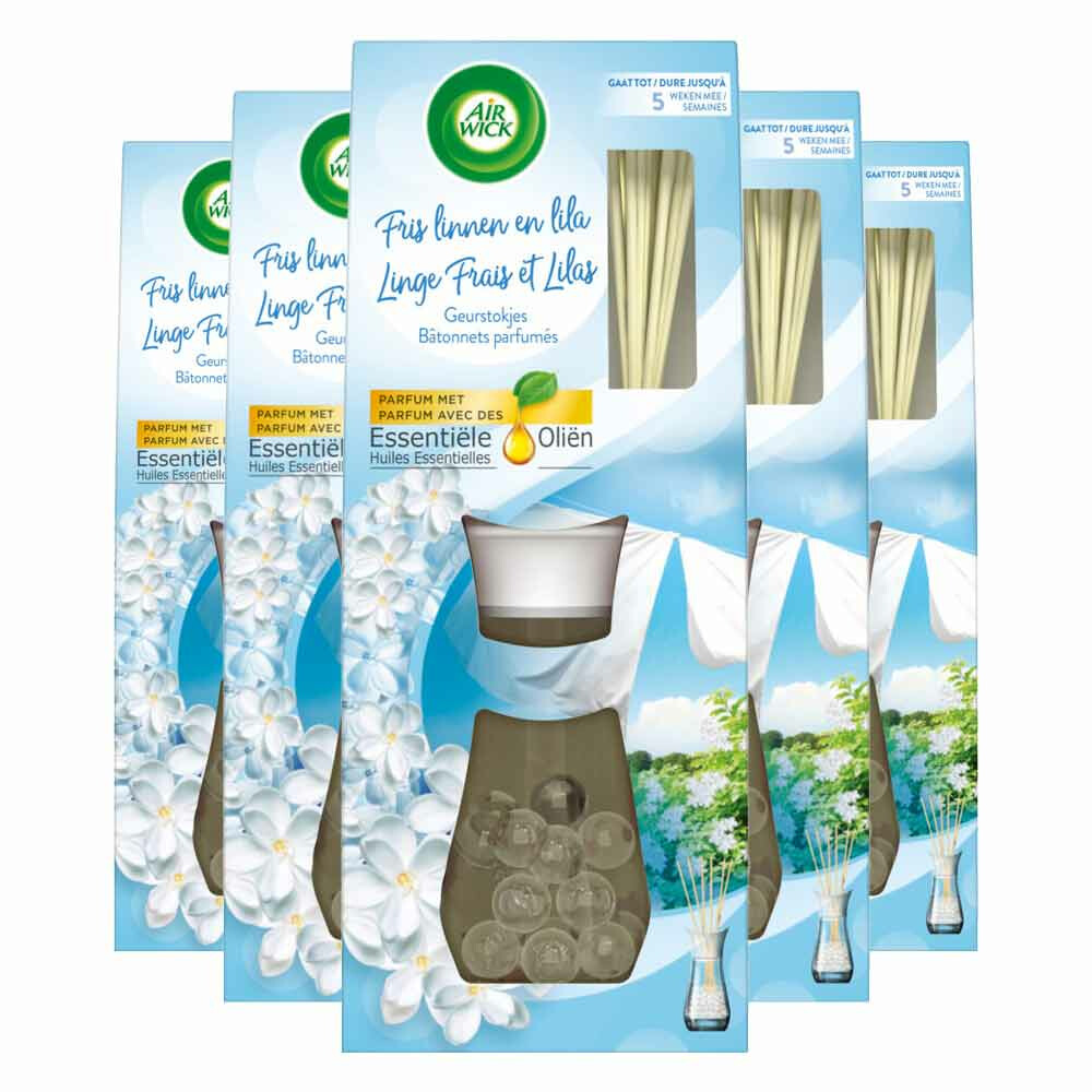 5x Air Wick Reeds Essential Oils Geurstokjes Soft Cotton 33 ml