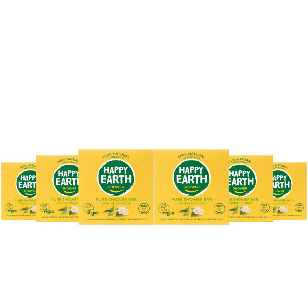 6x Happy Earth 100% Natuurlijke Shower Bar Jasmine Ho Wood 90 gr