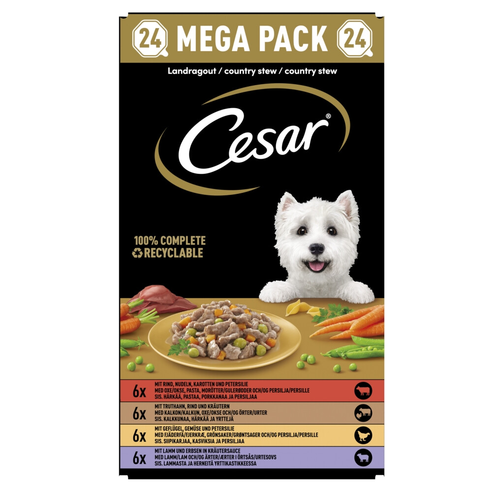 Cesar Kuipjes Hondenvoer Landragout In Saus Multi-pack 24 x 150 gr