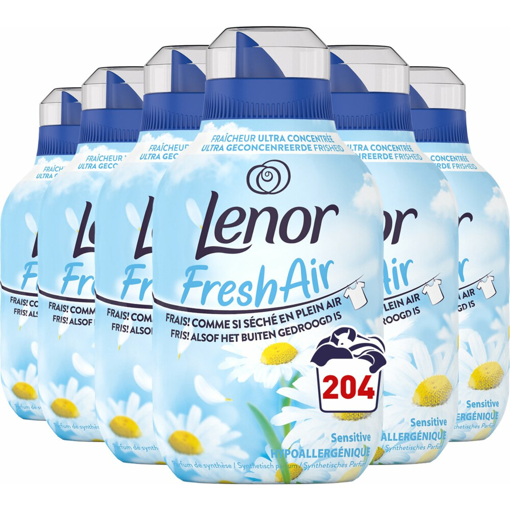 6x Lenor Wasverzachter Fresh Air Sensitive 34 Wasbeurten 476 ml