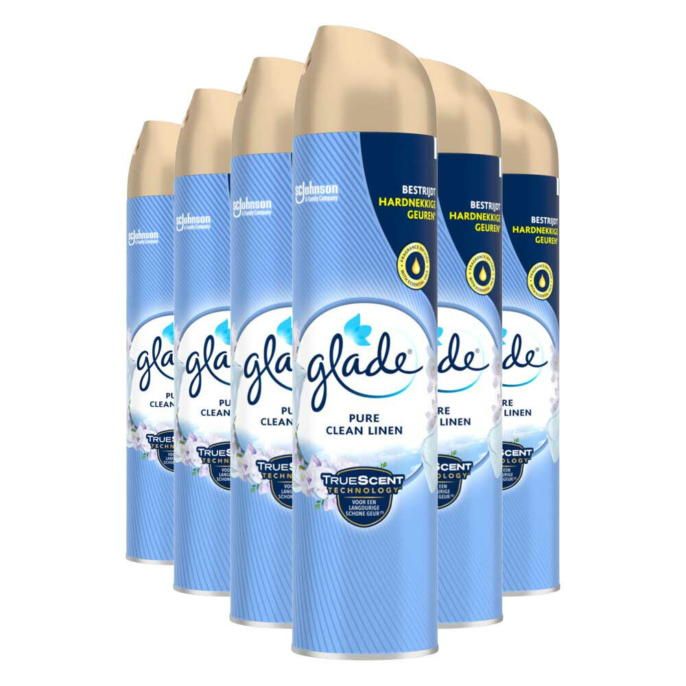 6x Glade Luchtverfrisser Spray Pure Clean Linen 300 ml