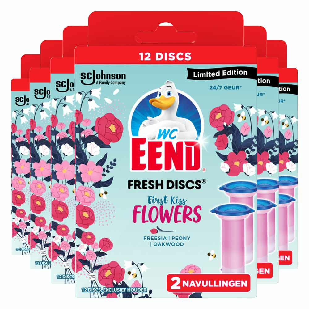 6x WC Eend Fresh Discs First Kiss Flowers 72 ml