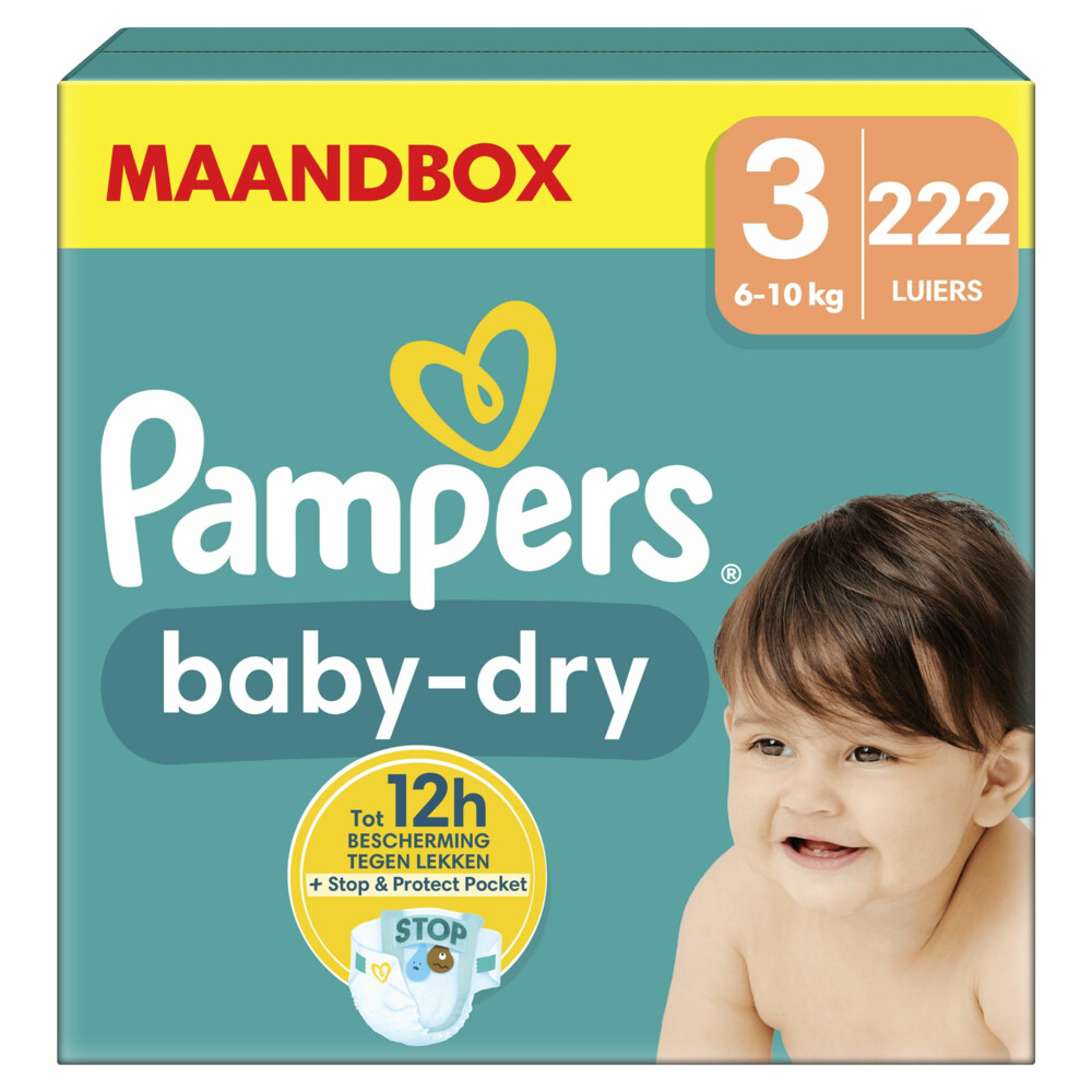 Pampers Baby Dry Luiers Maat 3 (6-10 kg) 222 stuks aanbieding