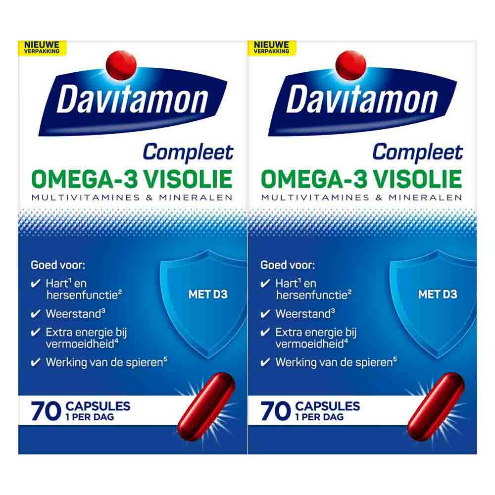 2x Davitamon Compleet Omega-3 Visolie 70 capsules