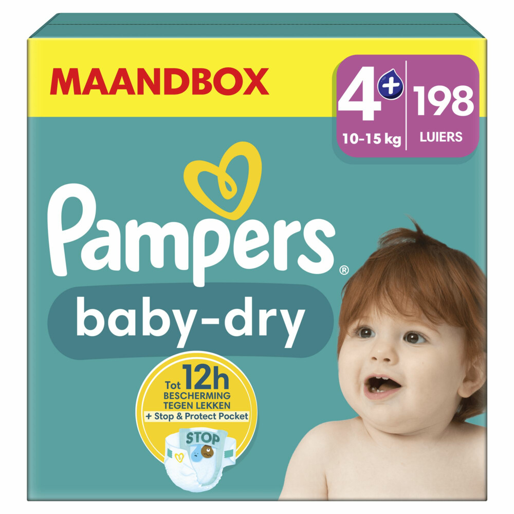 Pampers Baby Dry Luiers Maat 4+ (10-15 kg) 198 stuks