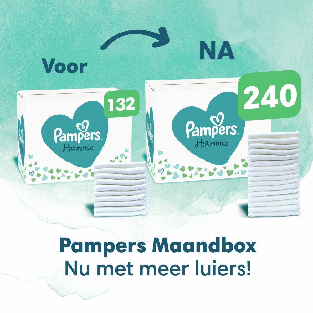 Pampers Harmonie Luiers Maat 2 (4-8 Kg) - 204 Stuks Met 100% Droogheid En Zachte Huidbescherming