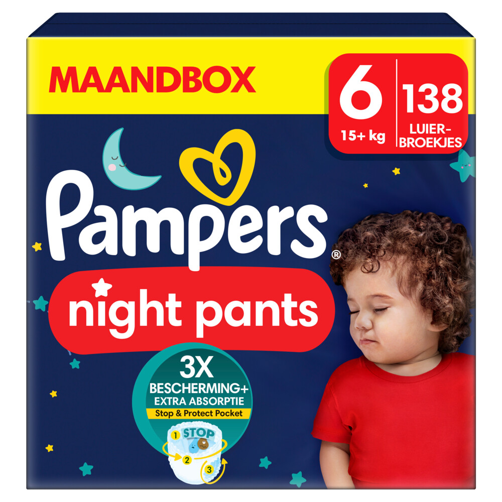Pampers Baby Dry Night Pants Luierbroekjes Maat 6 (15kg+) 138 stuks aanbieding