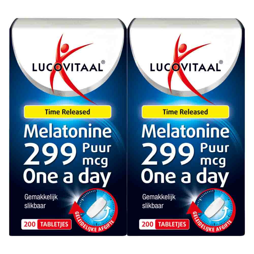 Gratis Verzending: 2x Lucovitaal Melatonine Puur 0,299mg Time Released 200 tabletten