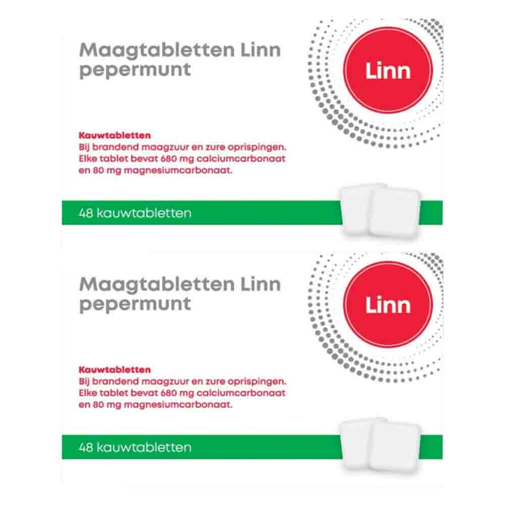 2x Linn Maagtabletten Pepermunt 48 tabletten