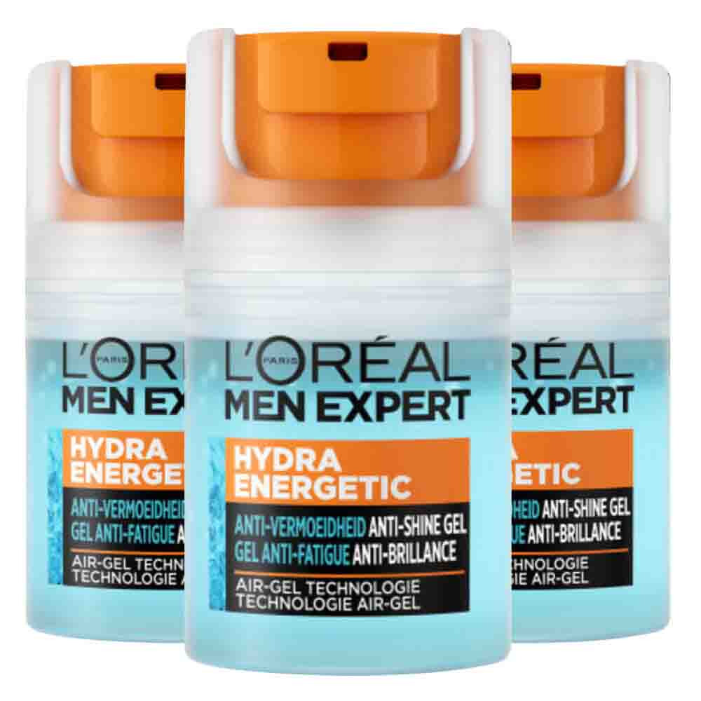 3x L'Oréal Men Expert Hydra Energetic Quenching Gel Matte Refreshing 50 ml