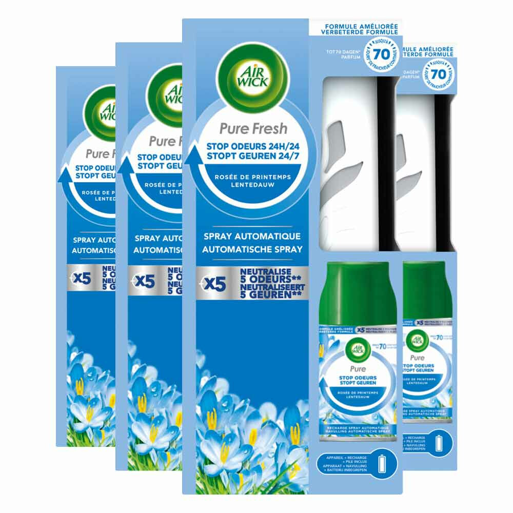 4x Air Wick Freshmatic Max Starterskit Pure Fresh Morning Dew 250 ml