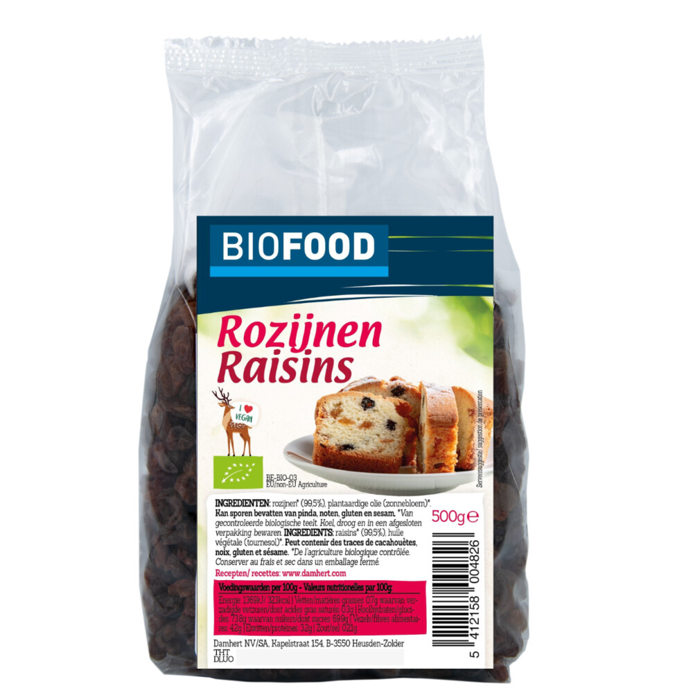 Damhert Biofood Rozijnen BIO 500 gr