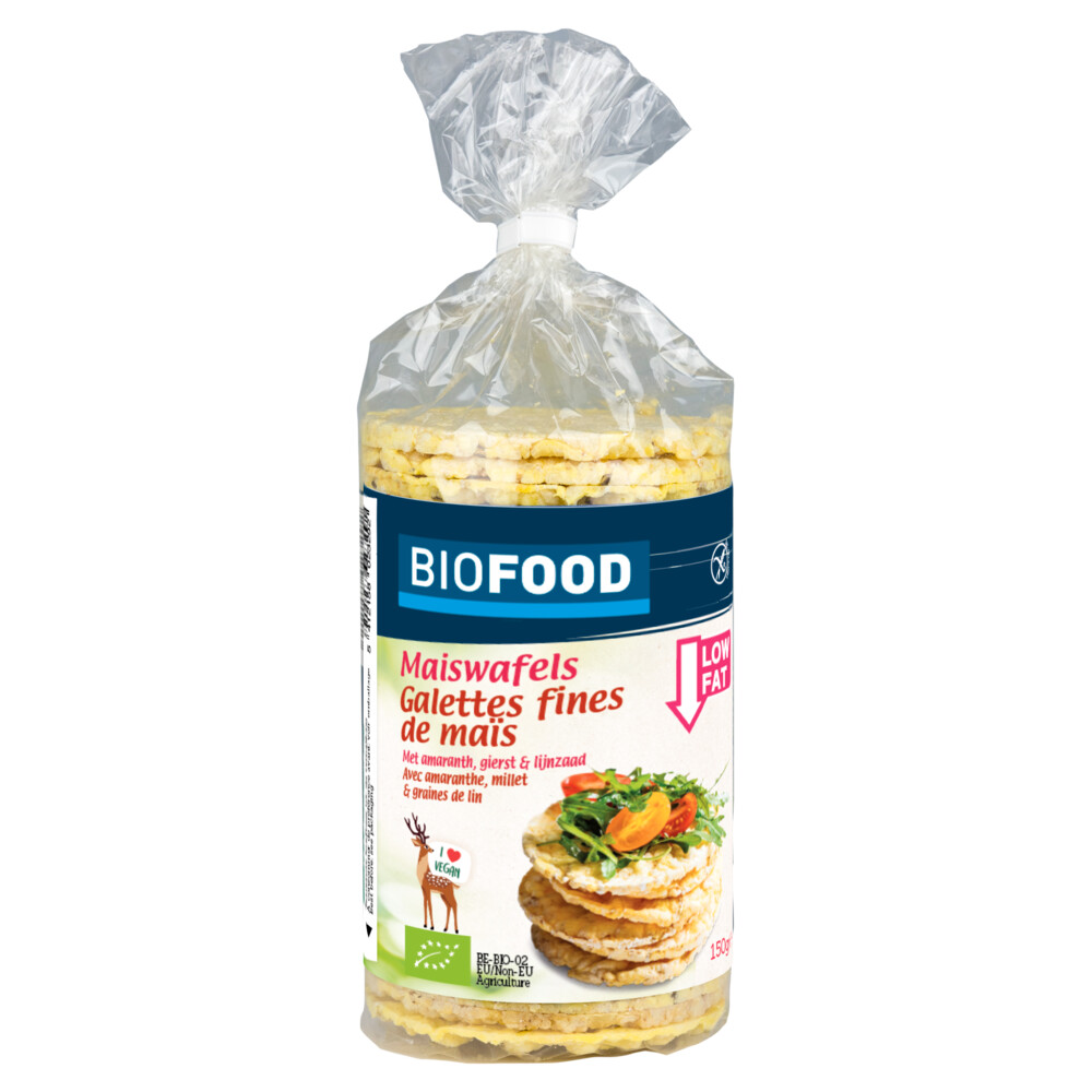 Damhert Biofood Maiswafels Met Lijnzaad BIO 150 gr