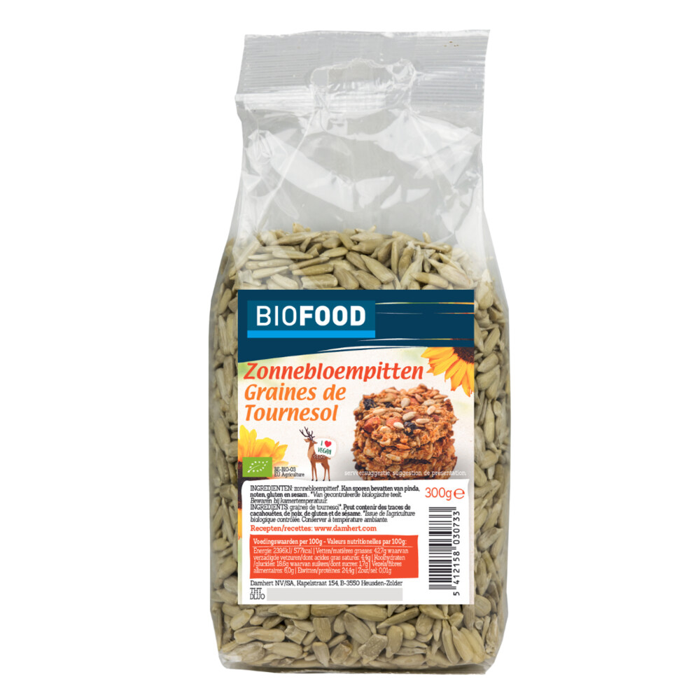 Damhert Biofood Zonnebloempitten Biologisch 300 gr