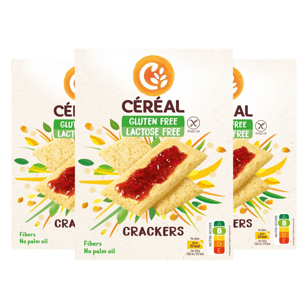 3x Céréal Crackers Glutenvrij En Lactosevrij 250 gr