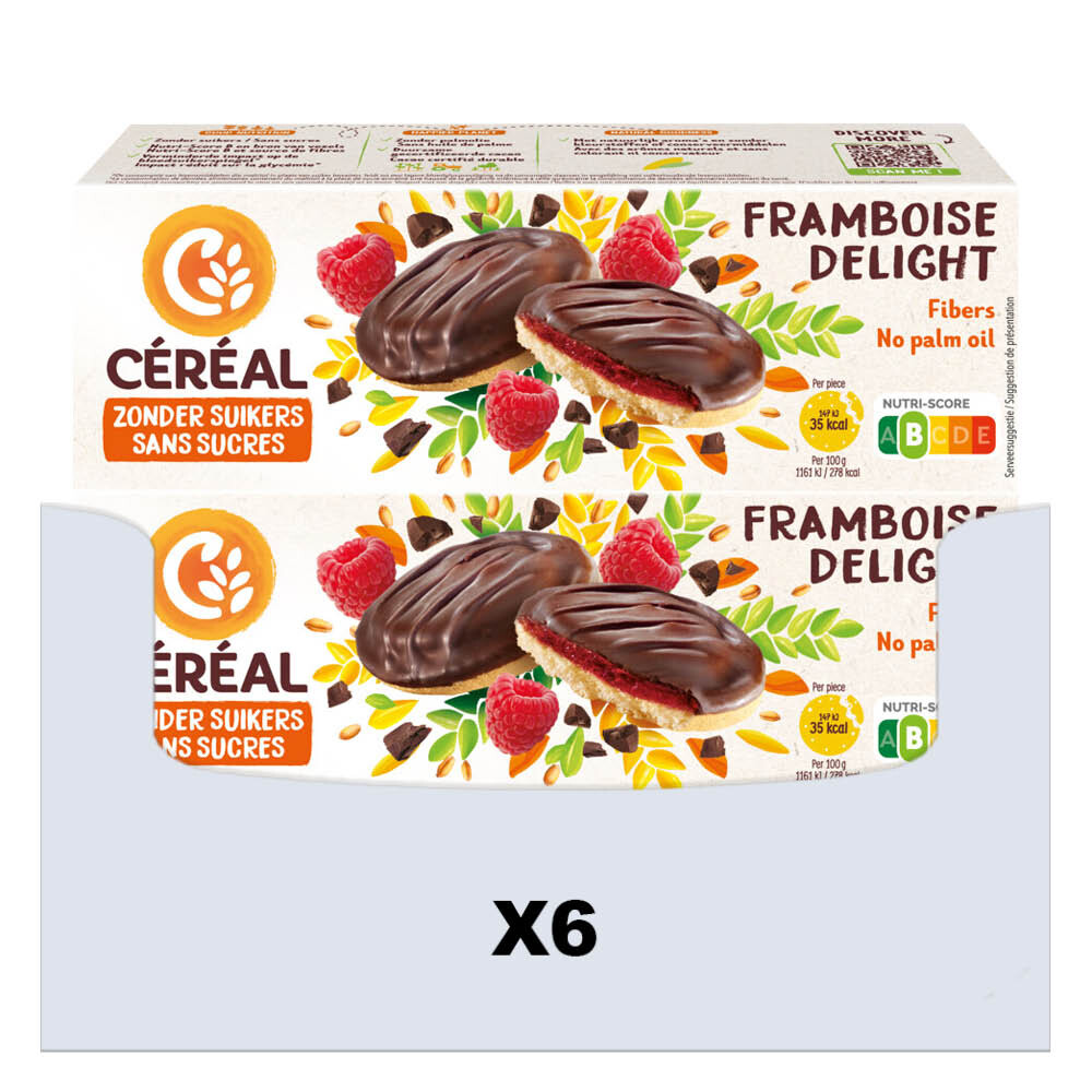 6x Céréal Zachte Koekjes Framboos Delight 140 gr