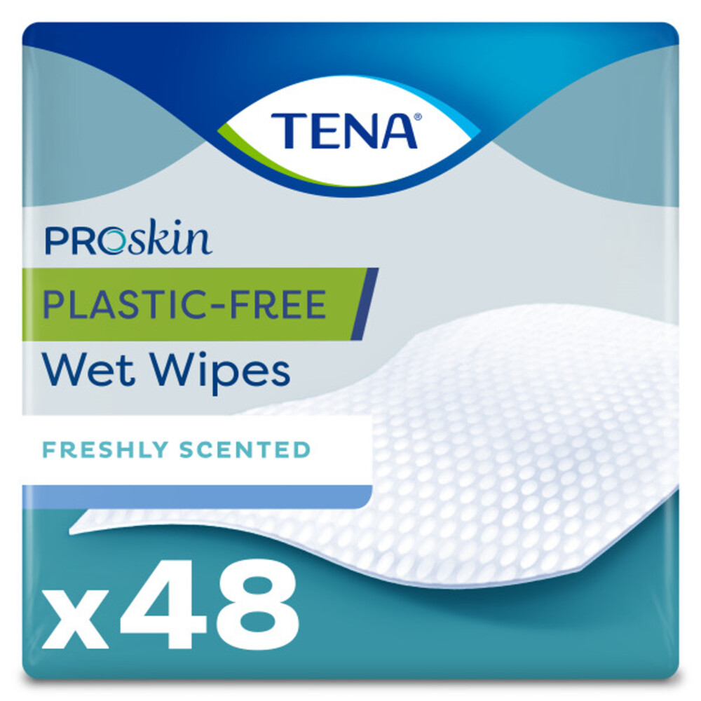 12x TENA ProSkin Plastic-Free Wet Wipes 32x20 cm 48 stuks