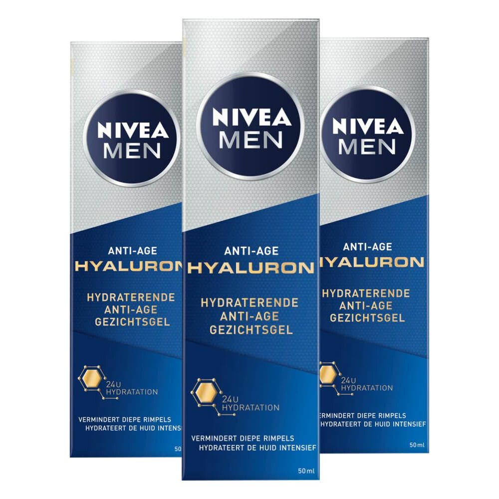 3x NIVEA Men Hyaluron Hydraterende Anti-Age gezichtsgel 50 ml