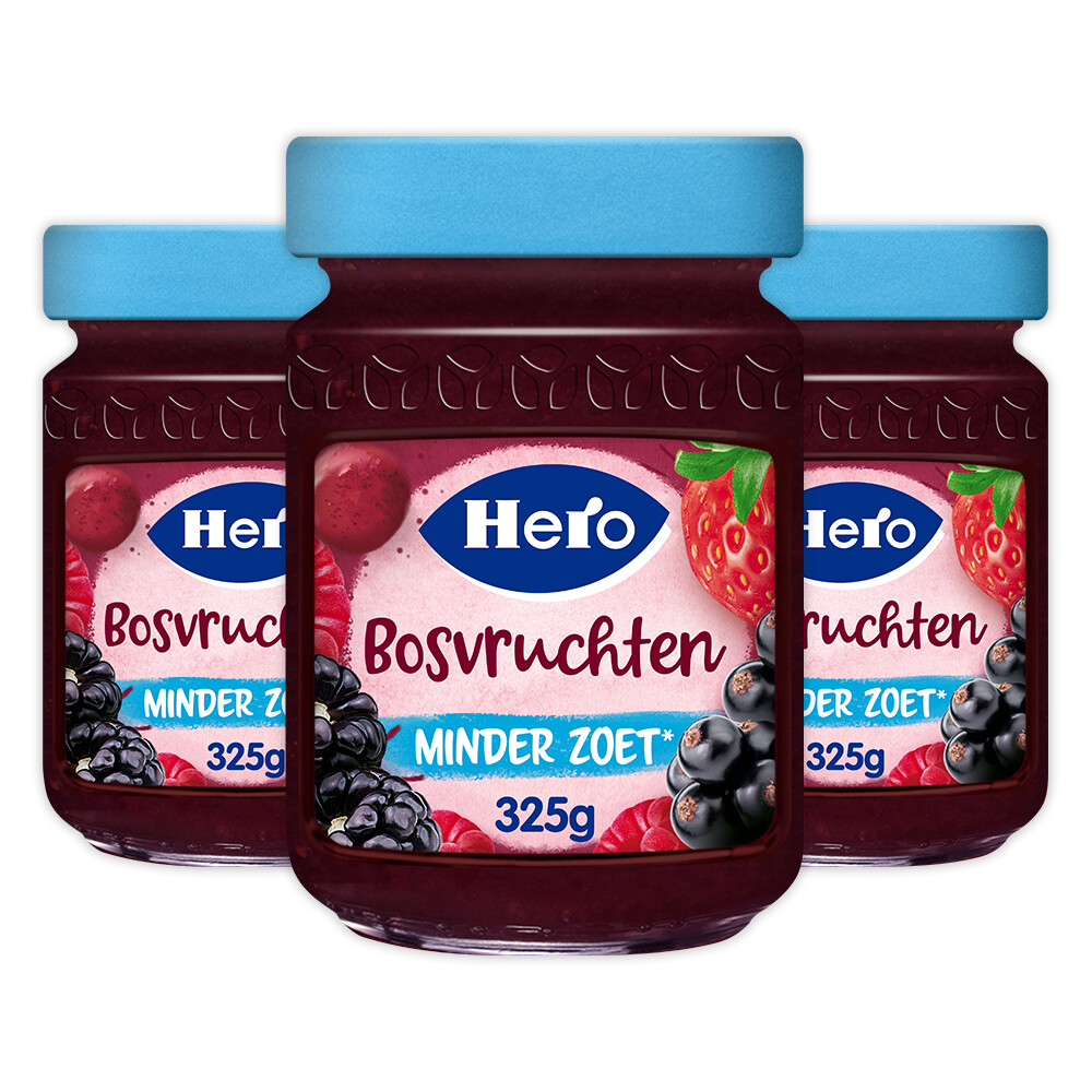 3x Hero Jam Minder Zoet Bosvruchten 325 gr