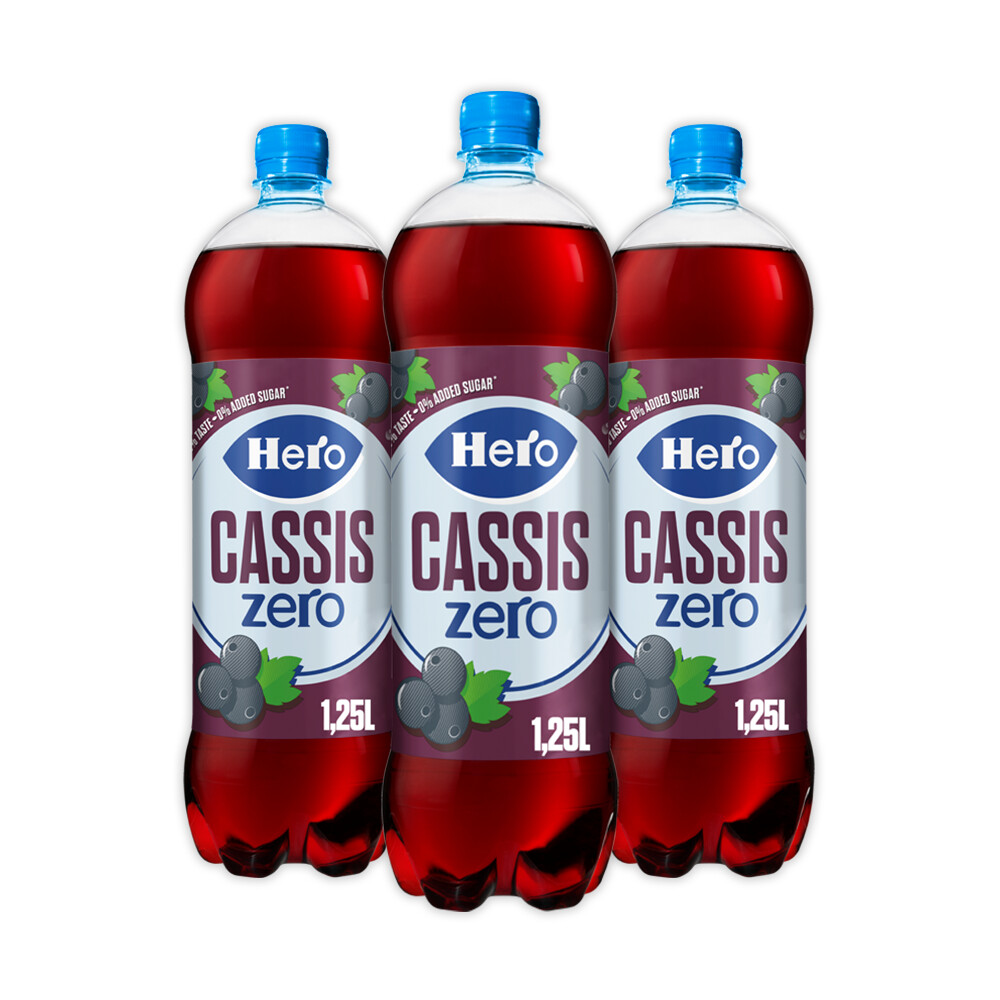 3x Hero Cassis Zero 1,25 liter