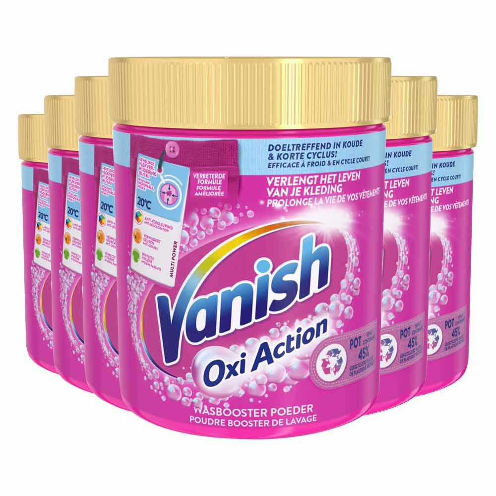 6x Vanish Oxi Action Wasbooster Poeder Gekleurde en Witte Was 530 gr