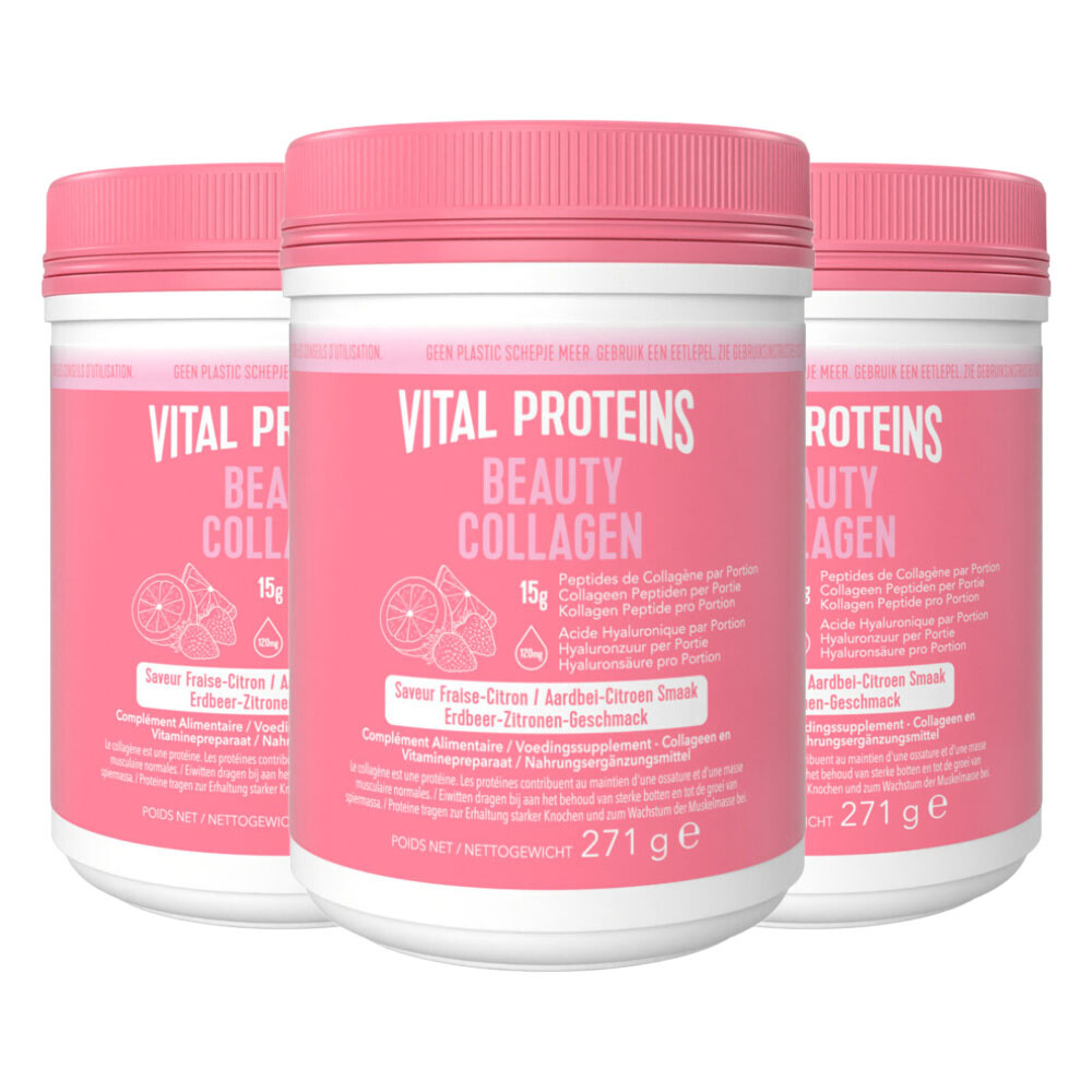 3x Vital Proteins Beauty Collageen Aardbei en Citroen 271 gr