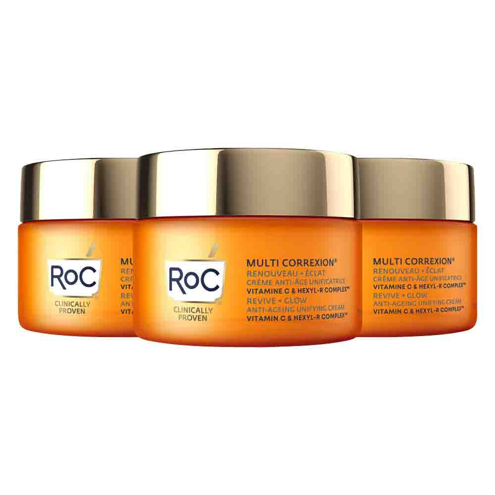 3x RoC Multi Correxion Revive + Glow Unifying Anti-Aging Crème 50 ml