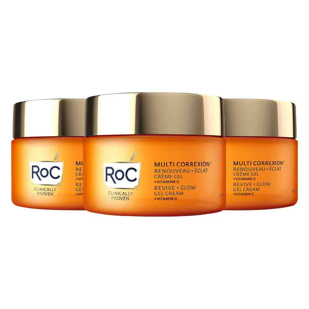 3x RoC Multi Correxion Revive + Glow Gel Crème 50 ml