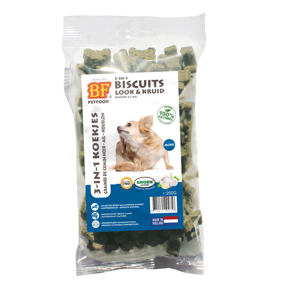 BF Petfood 3-in-1 Koekjes Look&Kruid Mini 200 gr