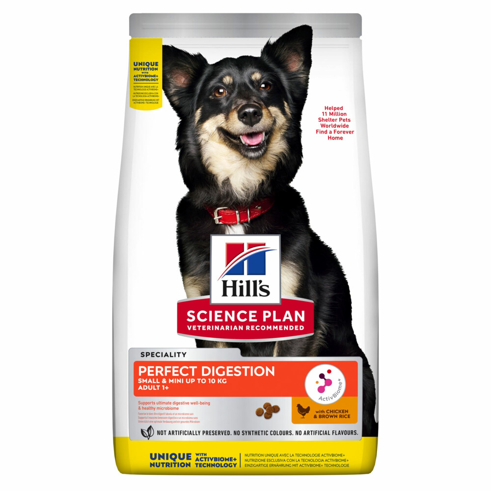 Hill's Science Plan Hondenvoer Perfect Digestion Small&Mini Adult +1 Kip en Bruine Rijst 1,5 kg