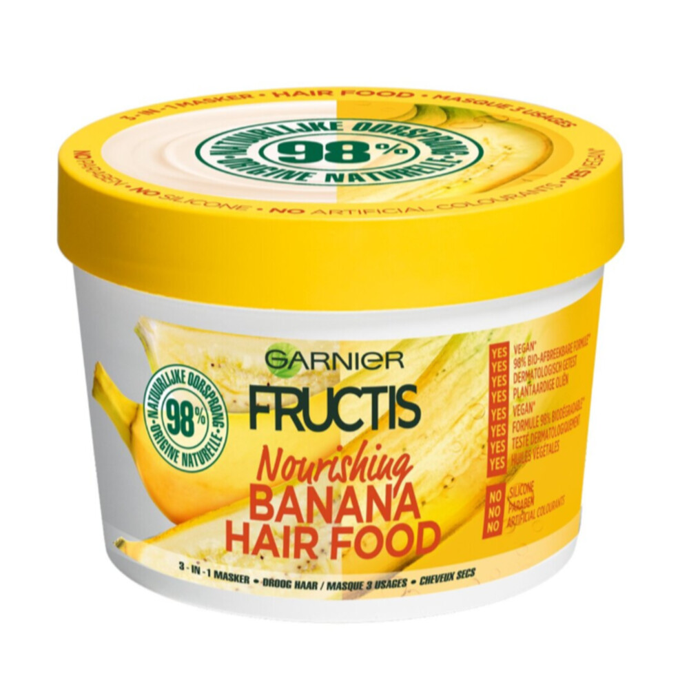 6x Garnier Fructis Nourishing Banana Hair Food 3-in-1 Haarmasker 390 ml