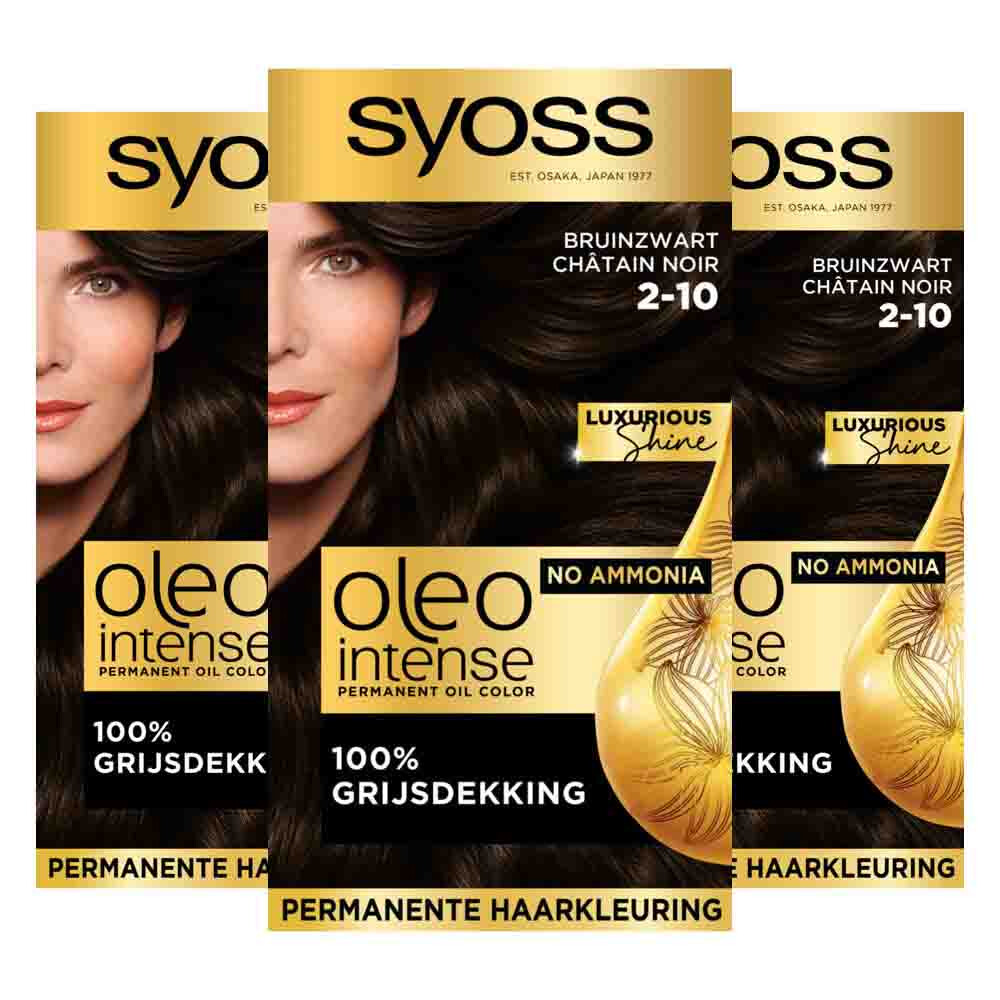 3x Syoss Oleo Intense Haarverf 2-10 Bruinzwart