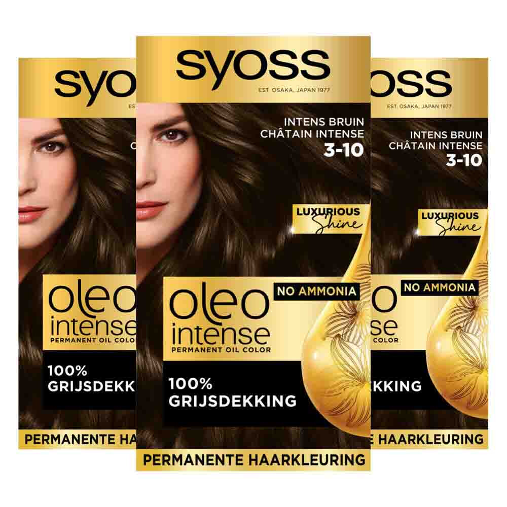 3x Syoss Oleo Intense Haarverf 3-10 Intens Bruin