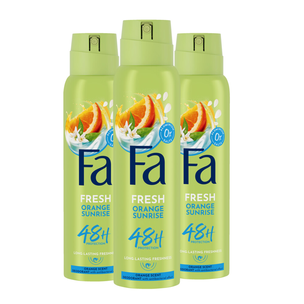 3x Fa Deodorant Spray Orange Sunrise 150 ml