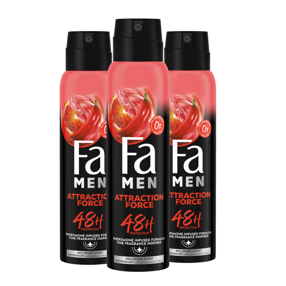 3x Fa Men Deodorant Spray Attraction Force 150 ml