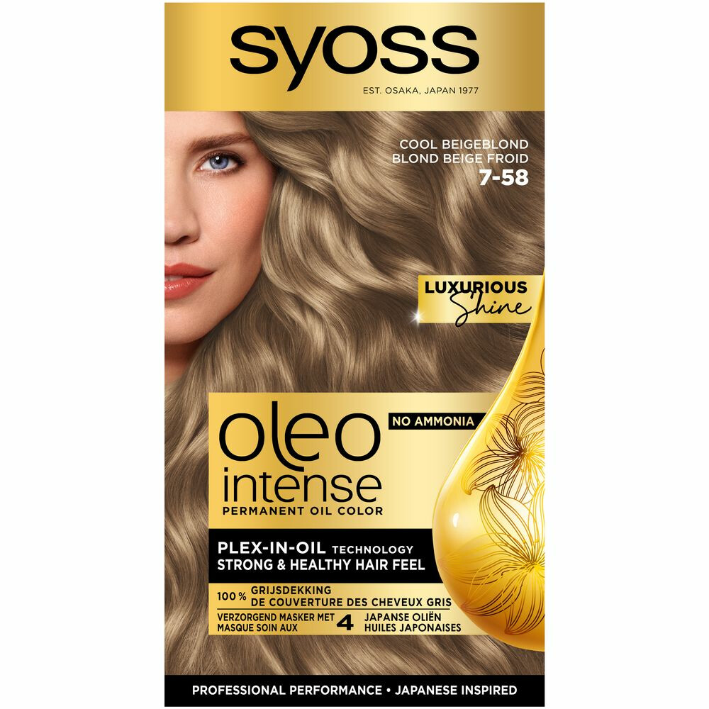 3x Syoss Oleo Intense 7-58 Cool Beige Blond Haarverf