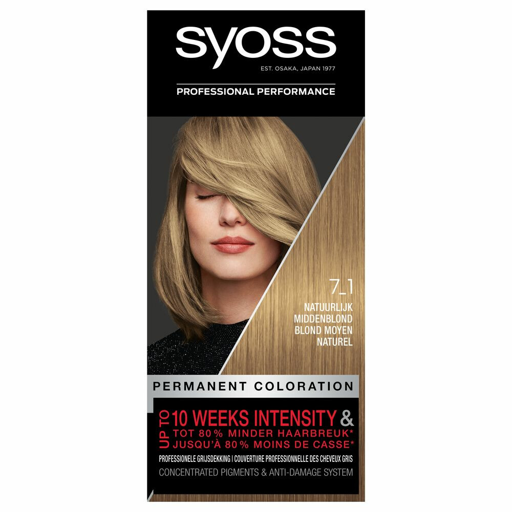 3x Syoss Color baseline 7-1 Natuurlijk Midden Blond