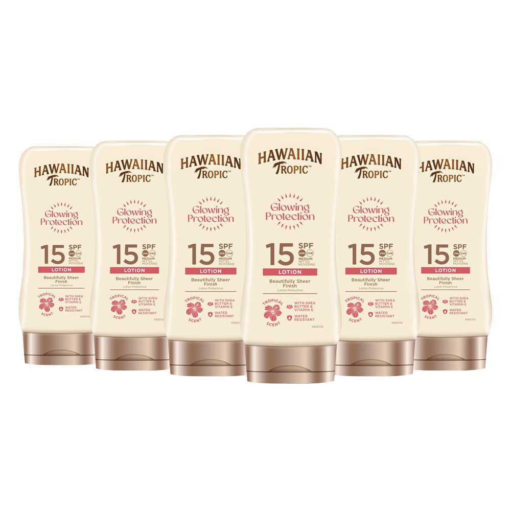 6x Hawaiian Tropic Zonnebrand Lotion Glowing Protection SPF 15 180 ml