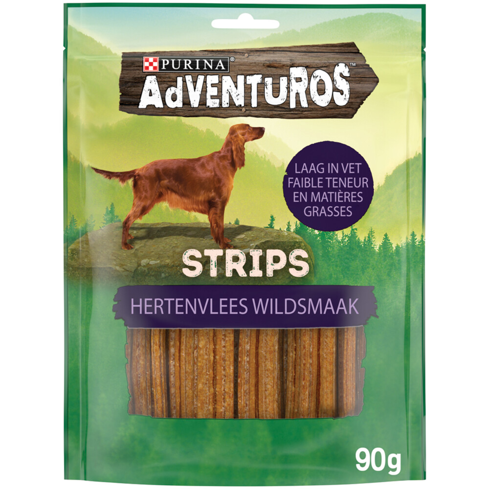 Adventuros Hondensnack Strips Hertensmaak 90 gr