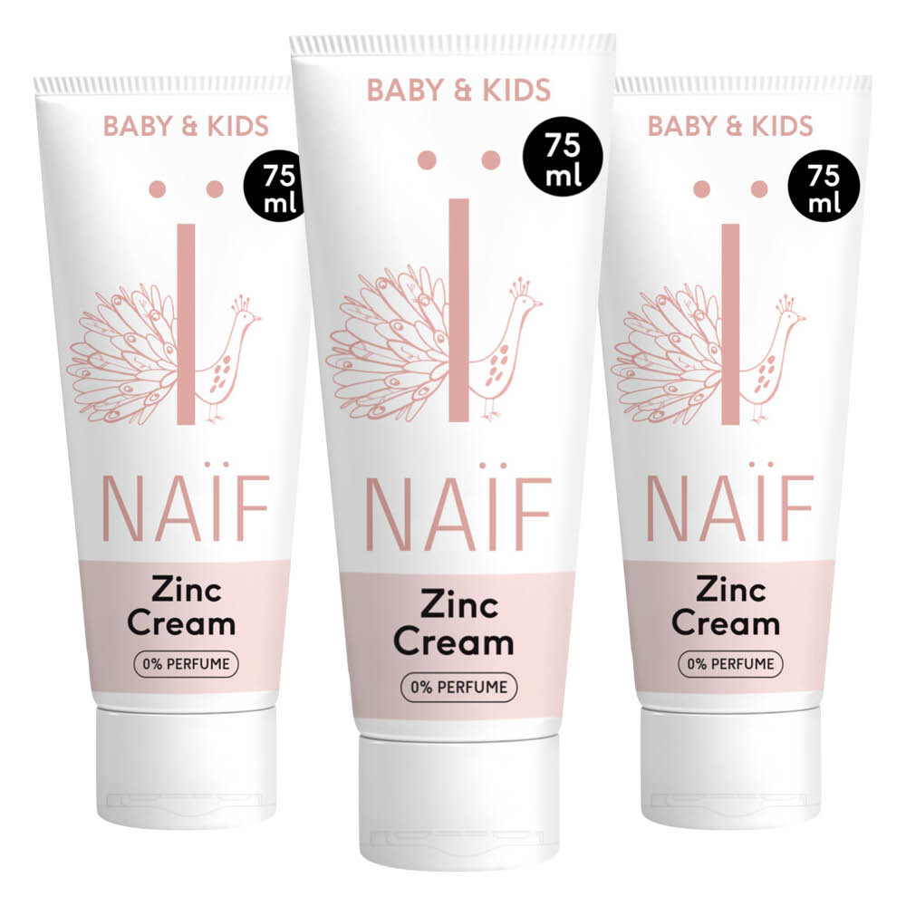 3x Naif Baby & Kids Parfumvrije Zinkcrème 75 ml